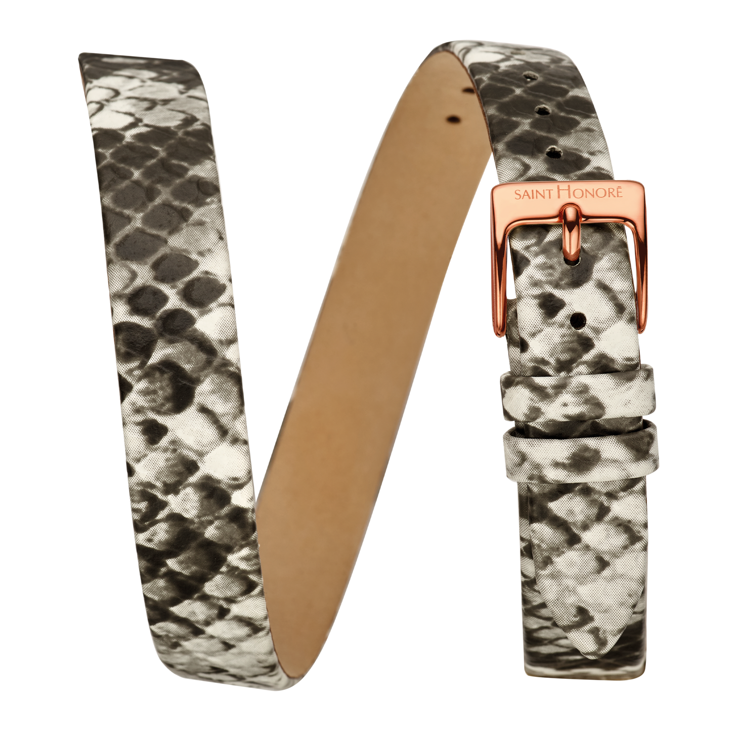 Double wrap genuine leather strap 12mm with python pattern