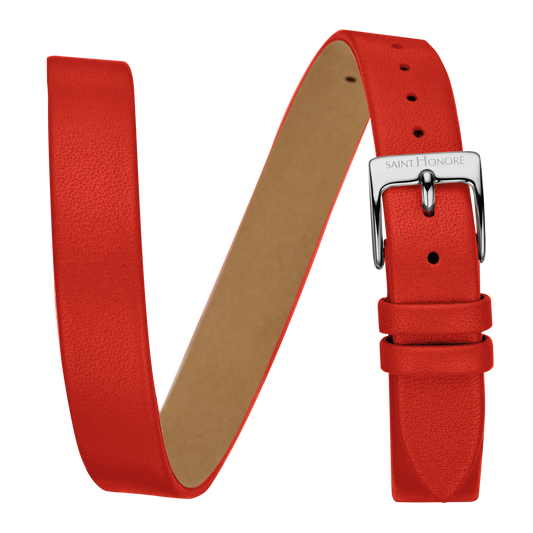 Bracelet double tour cuir véritable 12mm rouge lisse