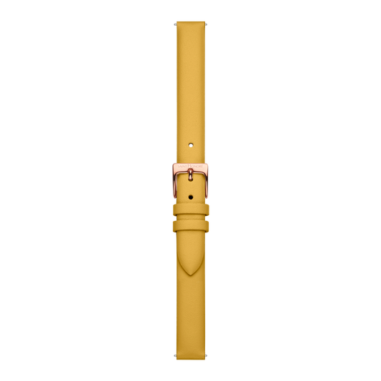 Bracelet cuir véritable 12mm jaune moutarde lisse