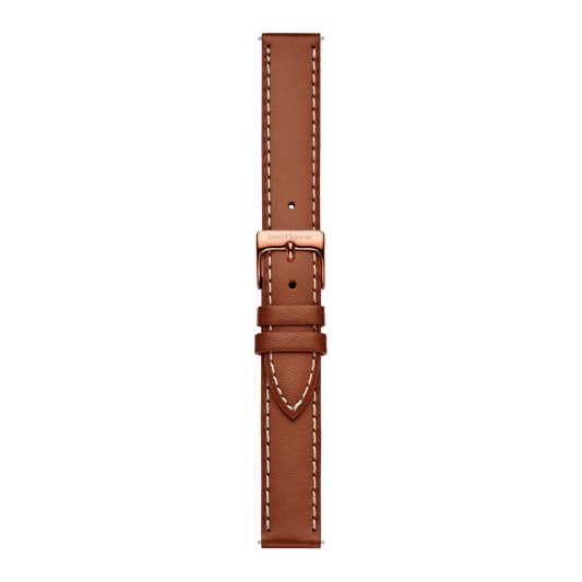 Bracelet cuir véritable 16mm sellier camel