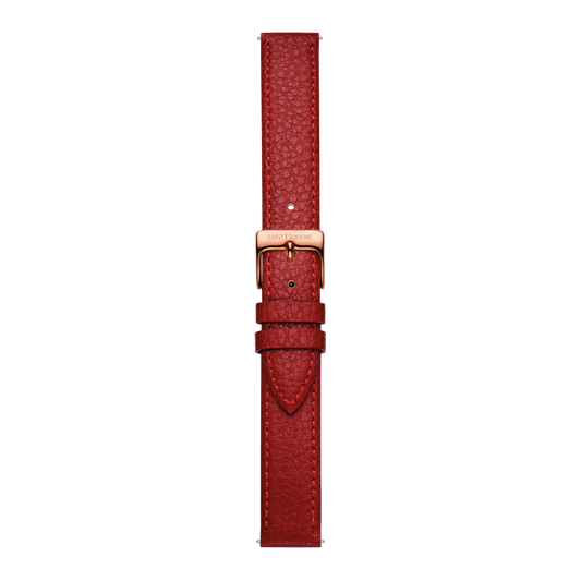 Bracelet cuir véritable 16mm rouge grainé