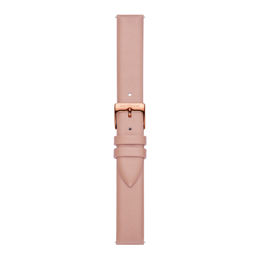 Bracelet cuir véritable 16mm rose pastel lisse