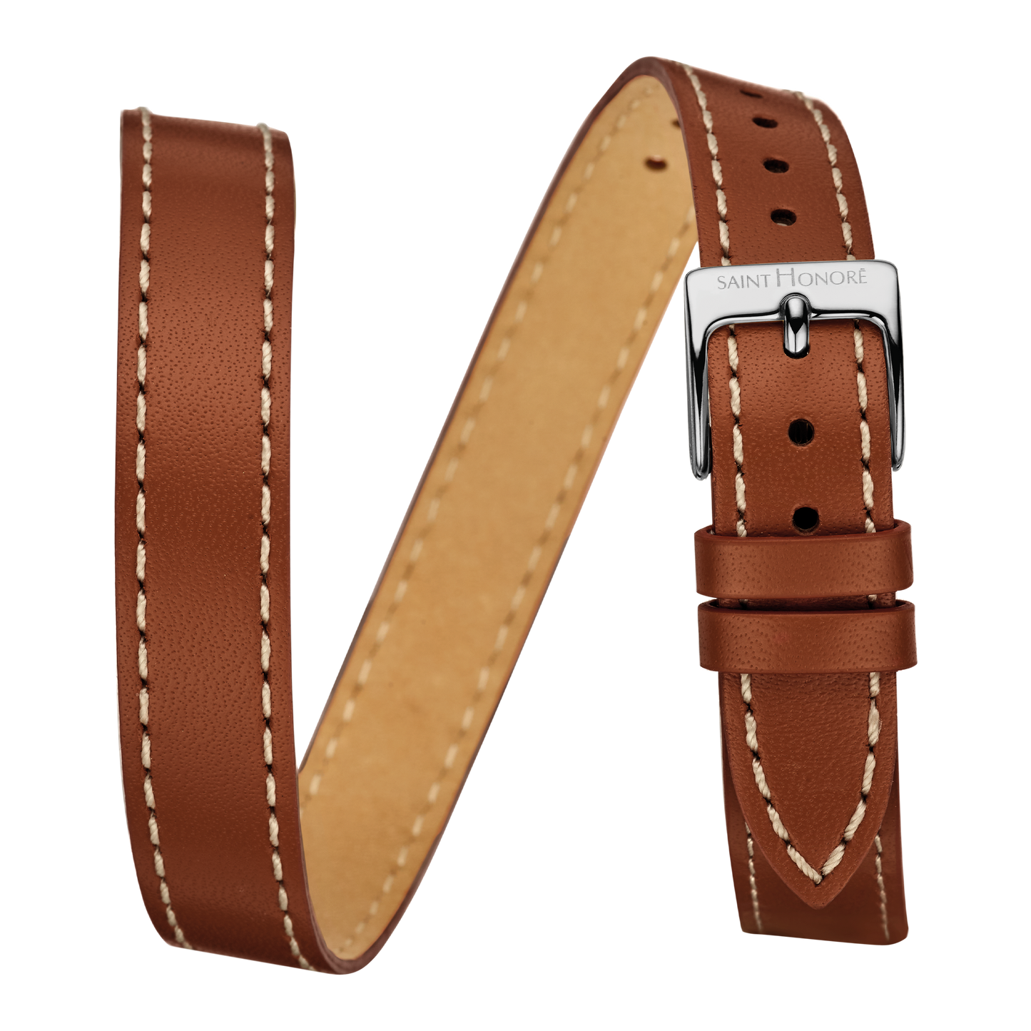 Double wrap genuine leather strap 12mm brown saddler