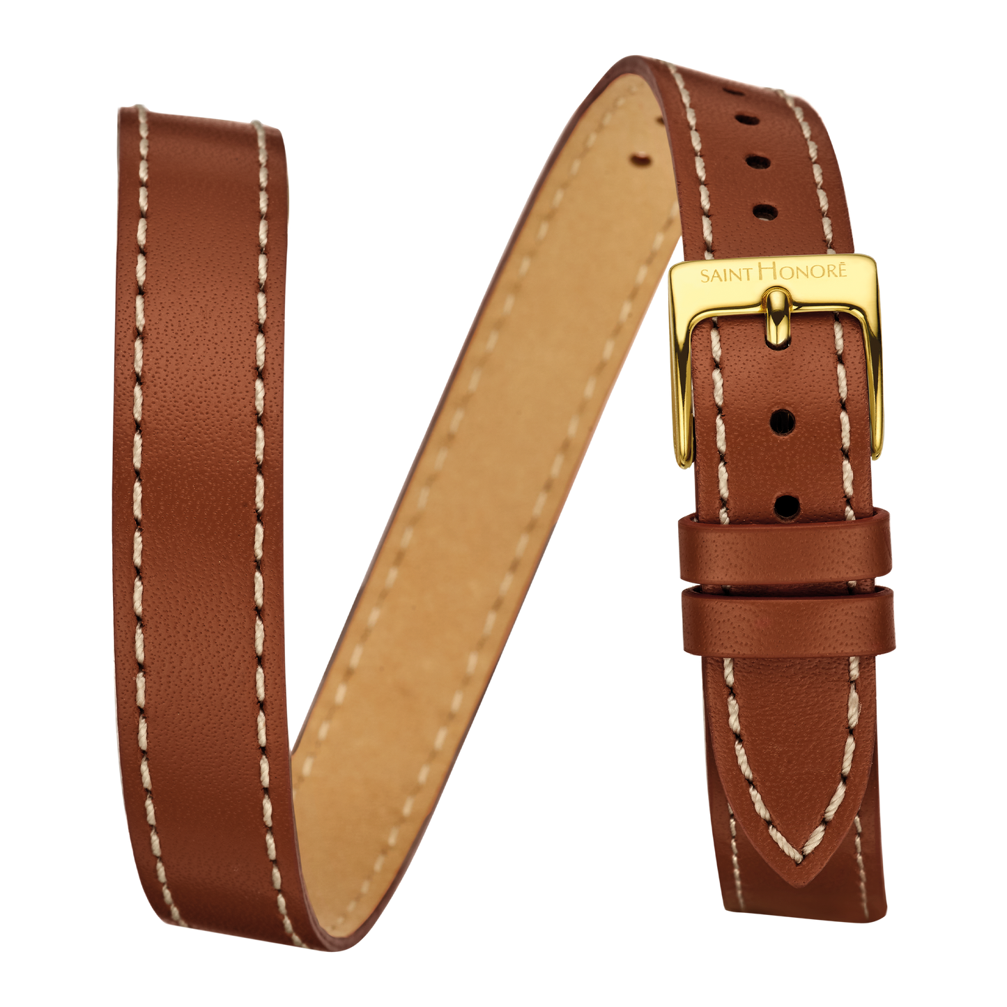 Double wrap genuine leather strap 12mm brown saddler