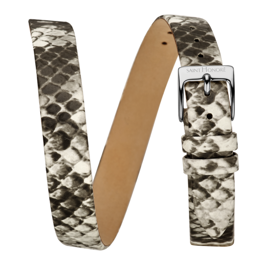 Bracelet double tour cuir véritable 12mm avec motif python