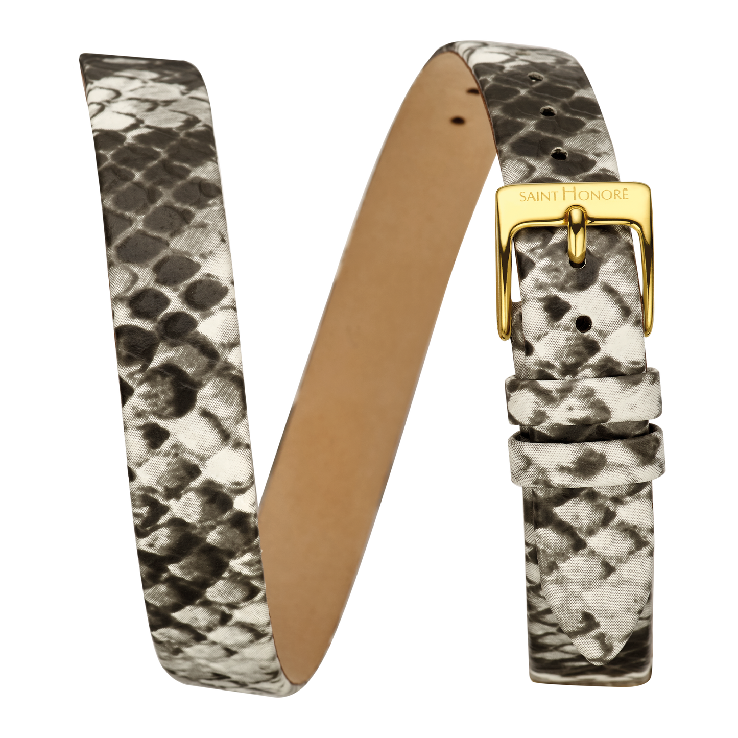 Double wrap genuine leather strap 12mm with python pattern