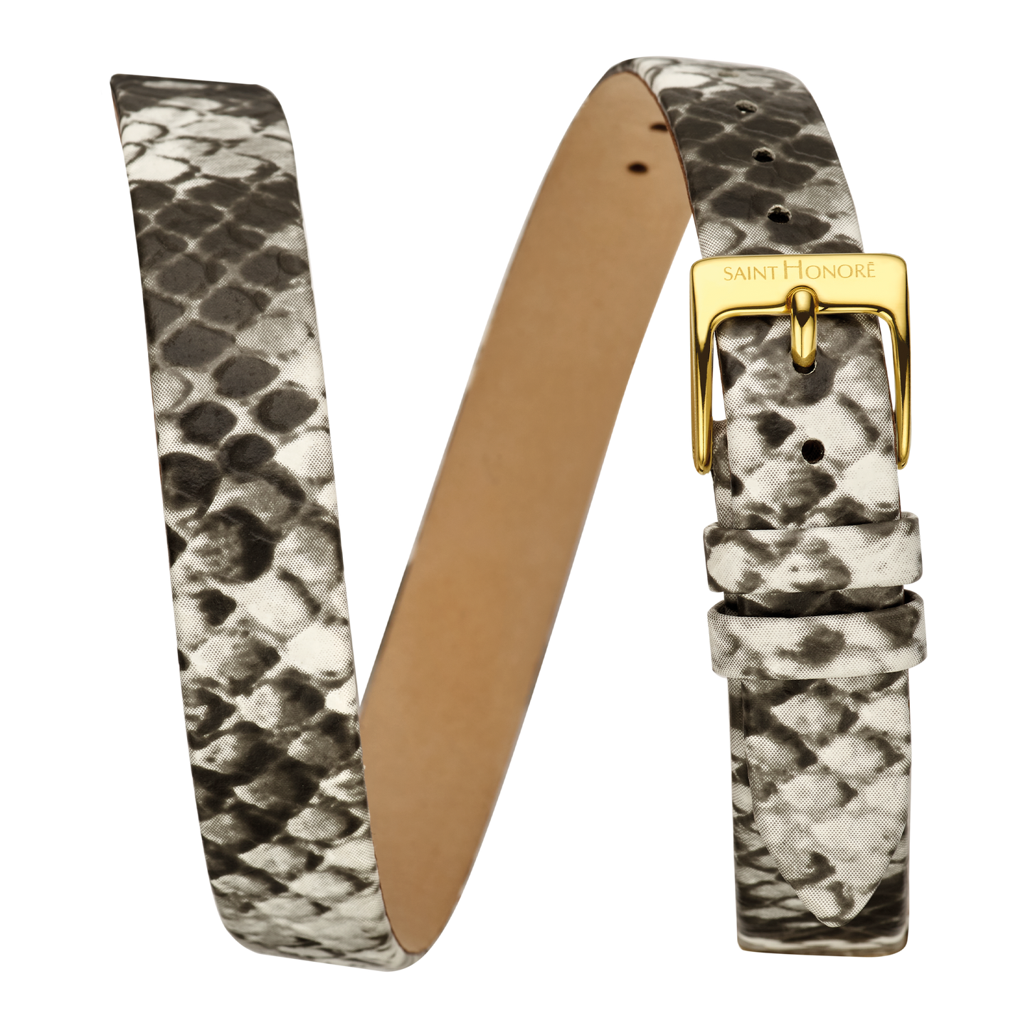 Bracelet double tour cuir véritable 12mm avec motif python