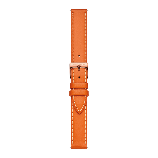 Bracelet cuir véritable 16mm sellier orange