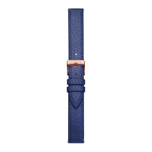 Bracelet cuir véritable 16mm bleu grainé