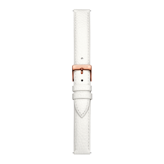 Bracelet cuir véritable 16mm blanc grainé