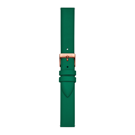 Bracelet cuir véritable 16mm vert lisse