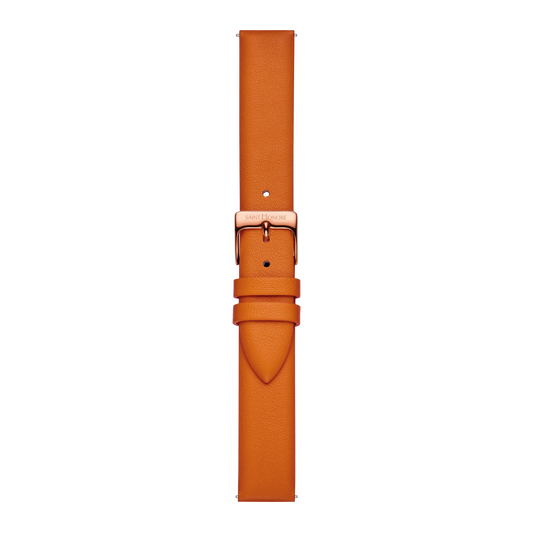 Bracelet cuir véritable 16mm orange lisse