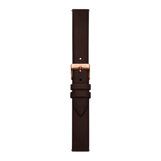 Bracelet cuir véritable 16mm marron lisse