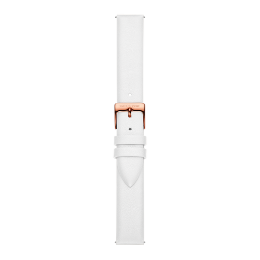 Bracelet cuir véritable 16mm blanc lisse